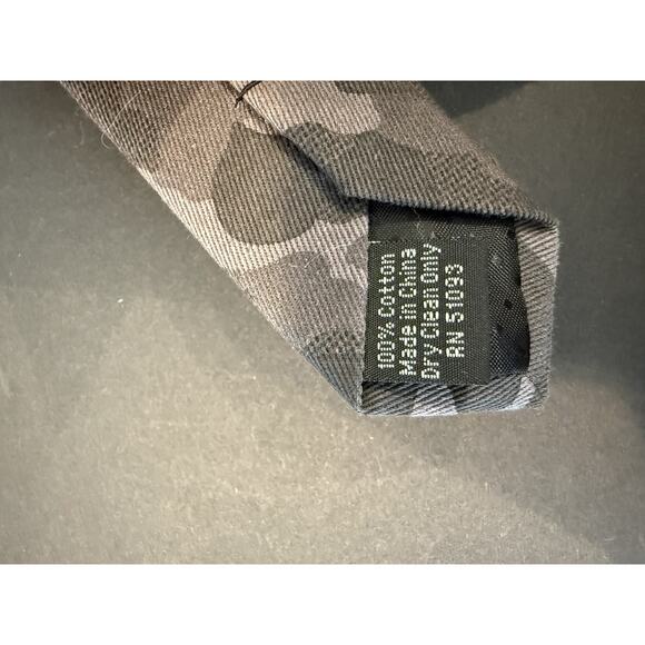 NWT J Ferrar Narrow Tie Charcoal Gray Camo Print 100% Cotton Men’s Necktie - Picture 3 of 5